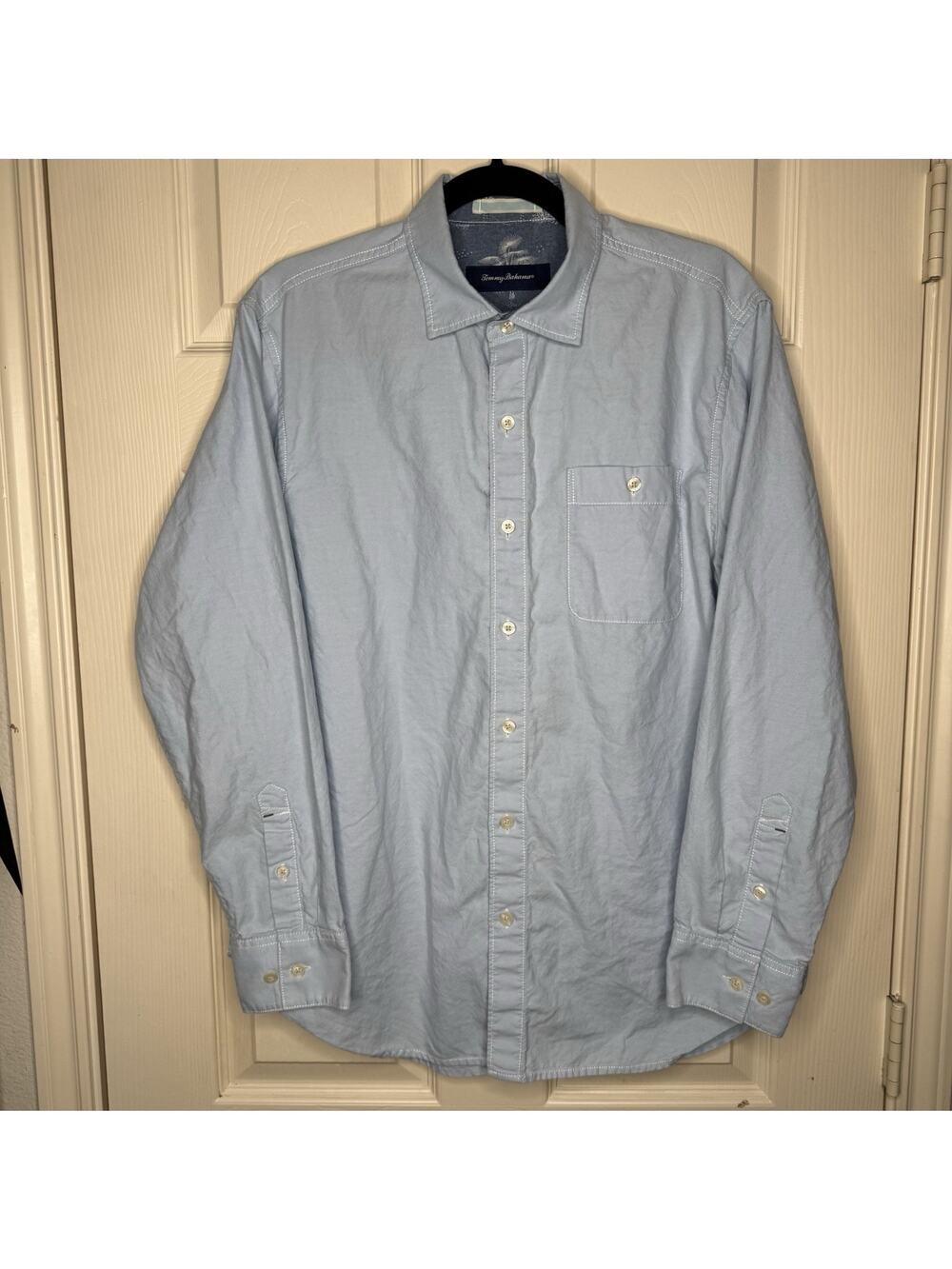 Tommy Bahama Light Blue Cotton Long Sleeve Button-Down Shirt Mens M